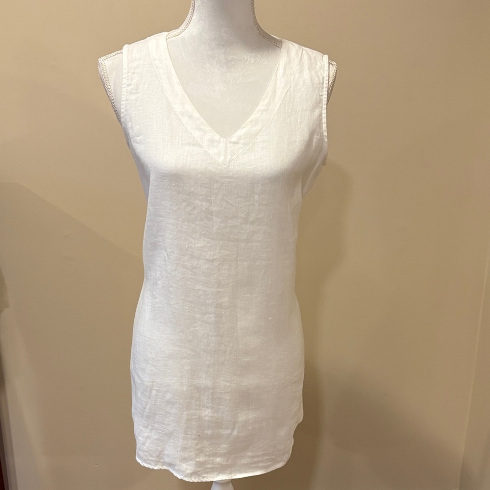 Linen White Sleeveless Mini Dress
